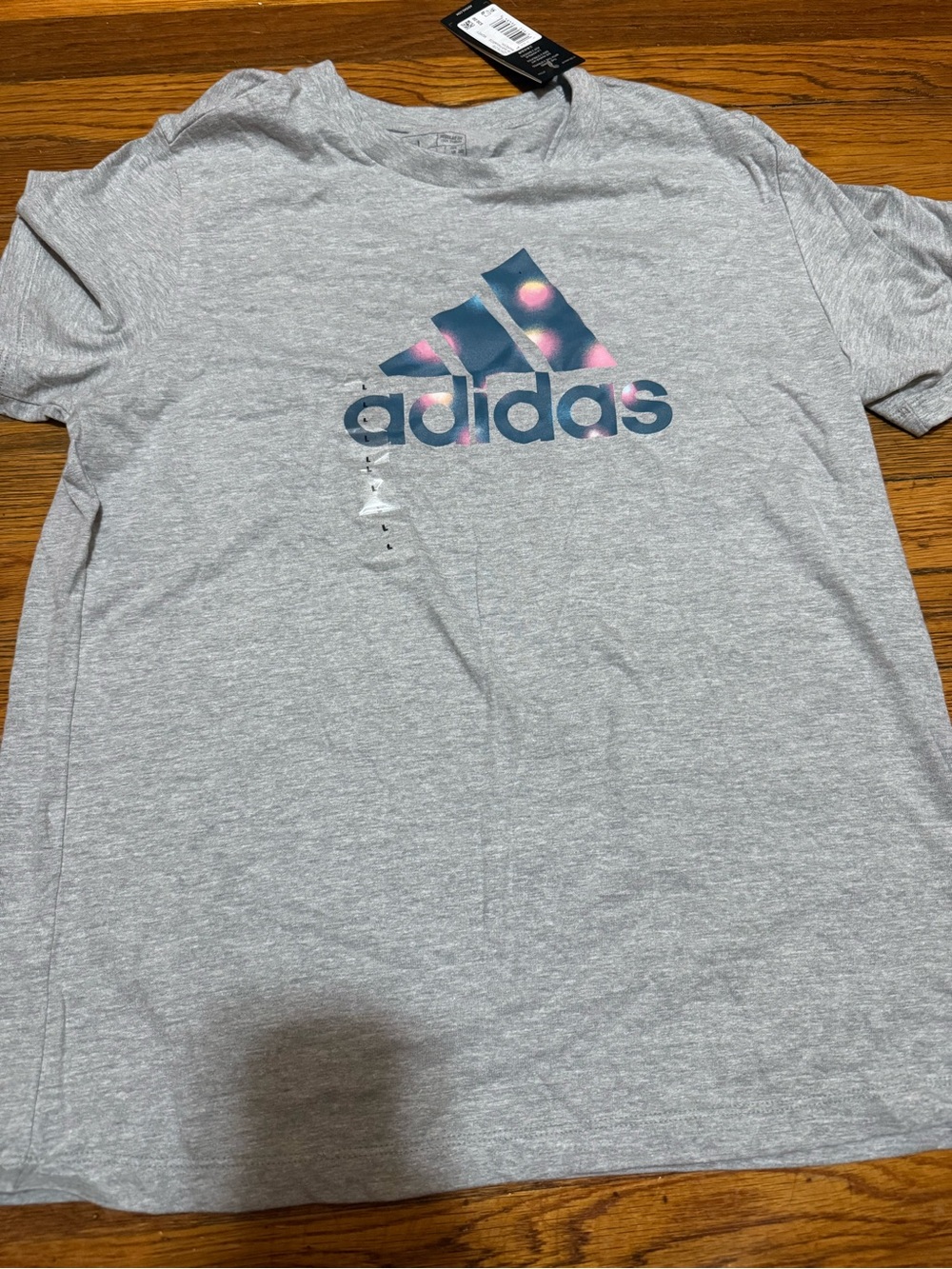 adidas Women's Light Gray Graphic Short Sleeve Tee